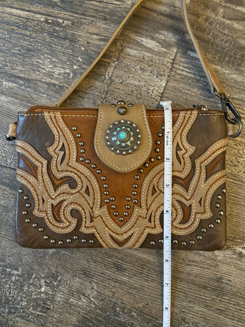 Montana West Western Crossbody Studs, Turquoise, Tooled - Picture 13 of 13